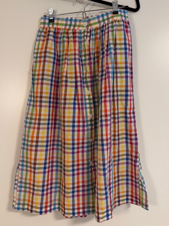 M.D.S. Stripes Dresses & Skirts - M.D.S. Stripes Multicolor Plaid Button-Front Midi Skirt size small